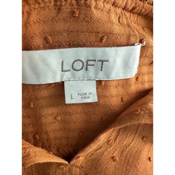 Loft burnt orange long sleeves tunic blouse size large - Picture 3 of 13